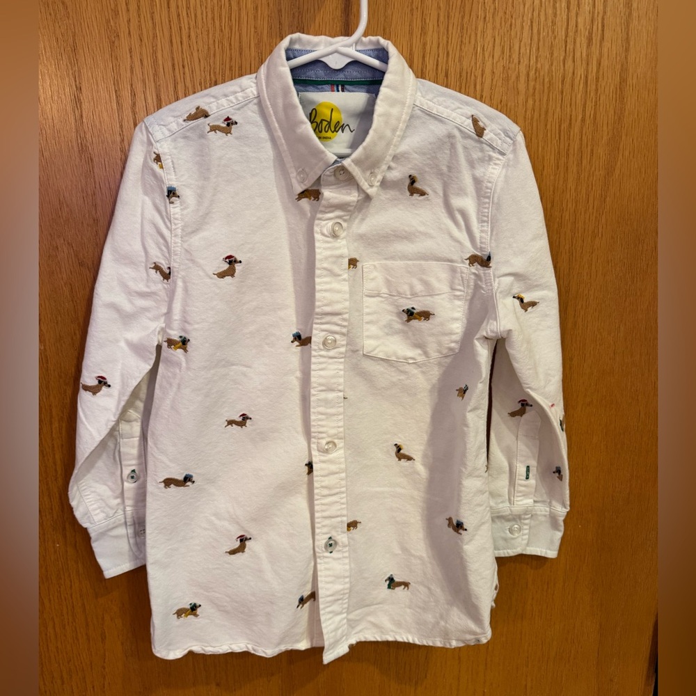 Mini Boden Boys Christmas Collared Shirt